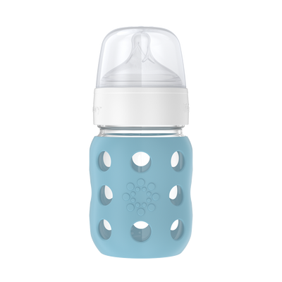 8oz Glass Baby Bottle with Stage 2 Nipple Denim