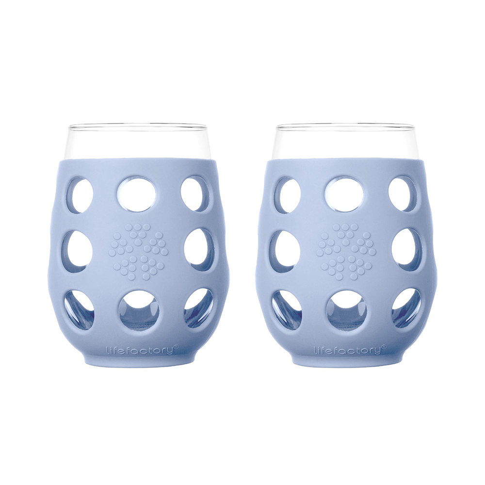 Lifefactory - 17oz Wine Glass with Silicone Sleeve-Periwinkle-2 Pack