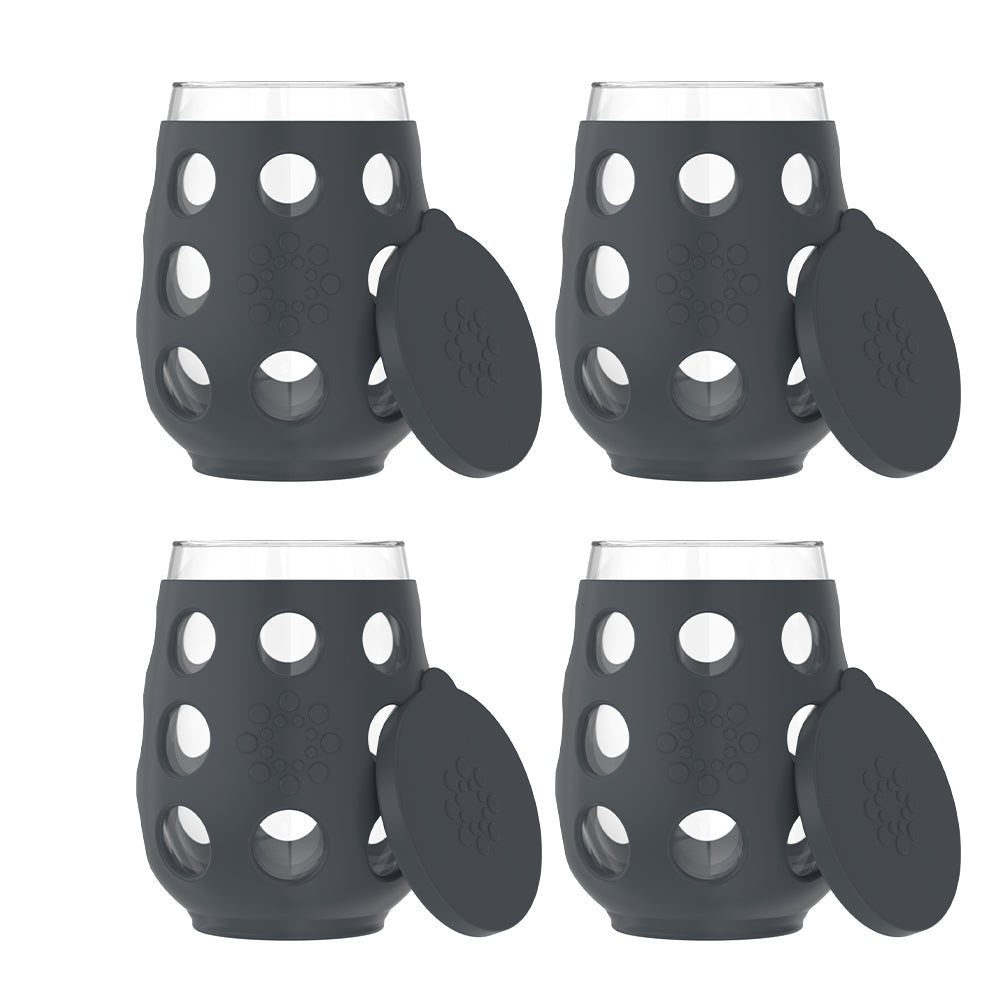 Lifefactory 17oz Wine Glasses with Covers 4-Pack