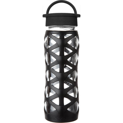 Lifefactory 22oz Glass Water Bottle Classic Cap Onyx Black