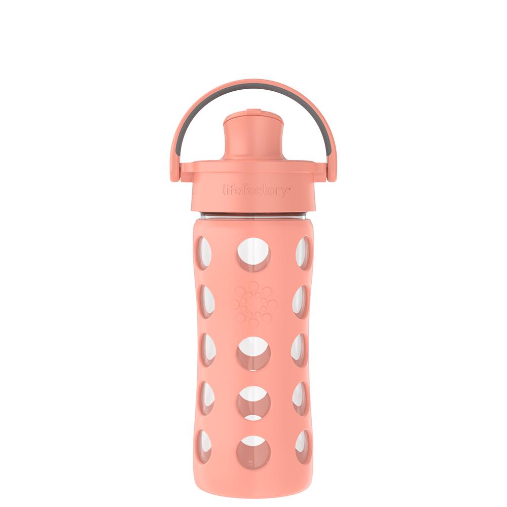 Lifefactory 12-Ounce Glass Water Bottle with Active Flip Cap and Protective Silicone Sleeve, Cantaloupe