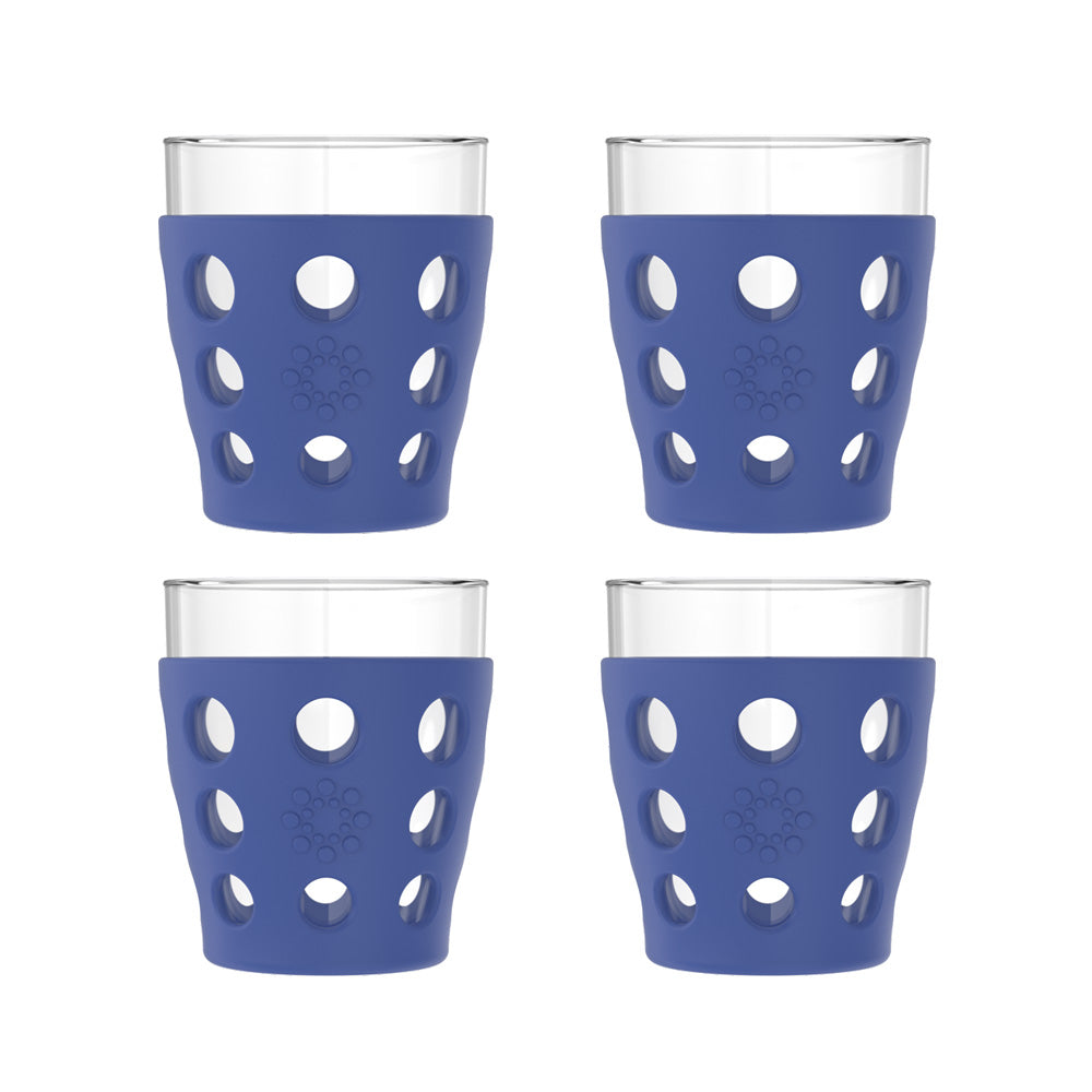 10oz Beverage Glass with Silicone Sleeve-4 pack