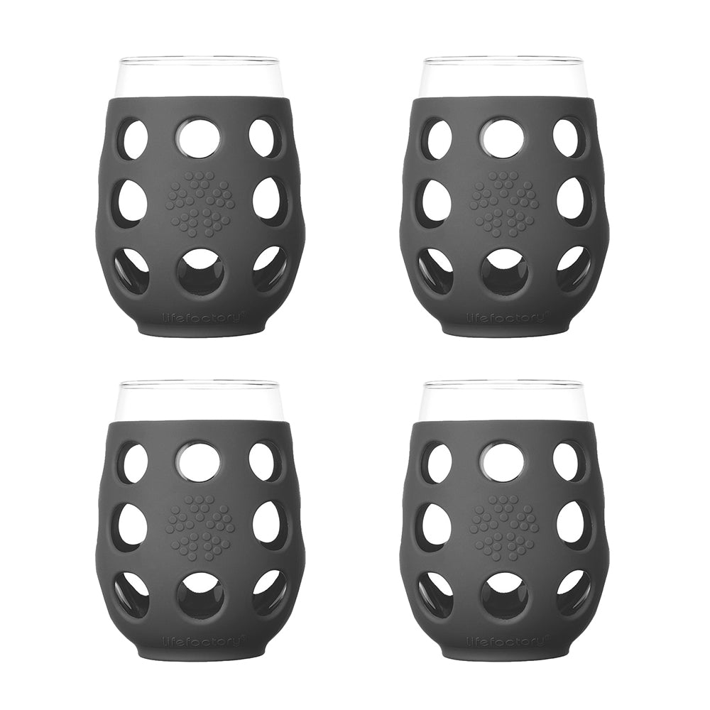 Lifefactory Wine Glass 17oz 4-Pack Carbon