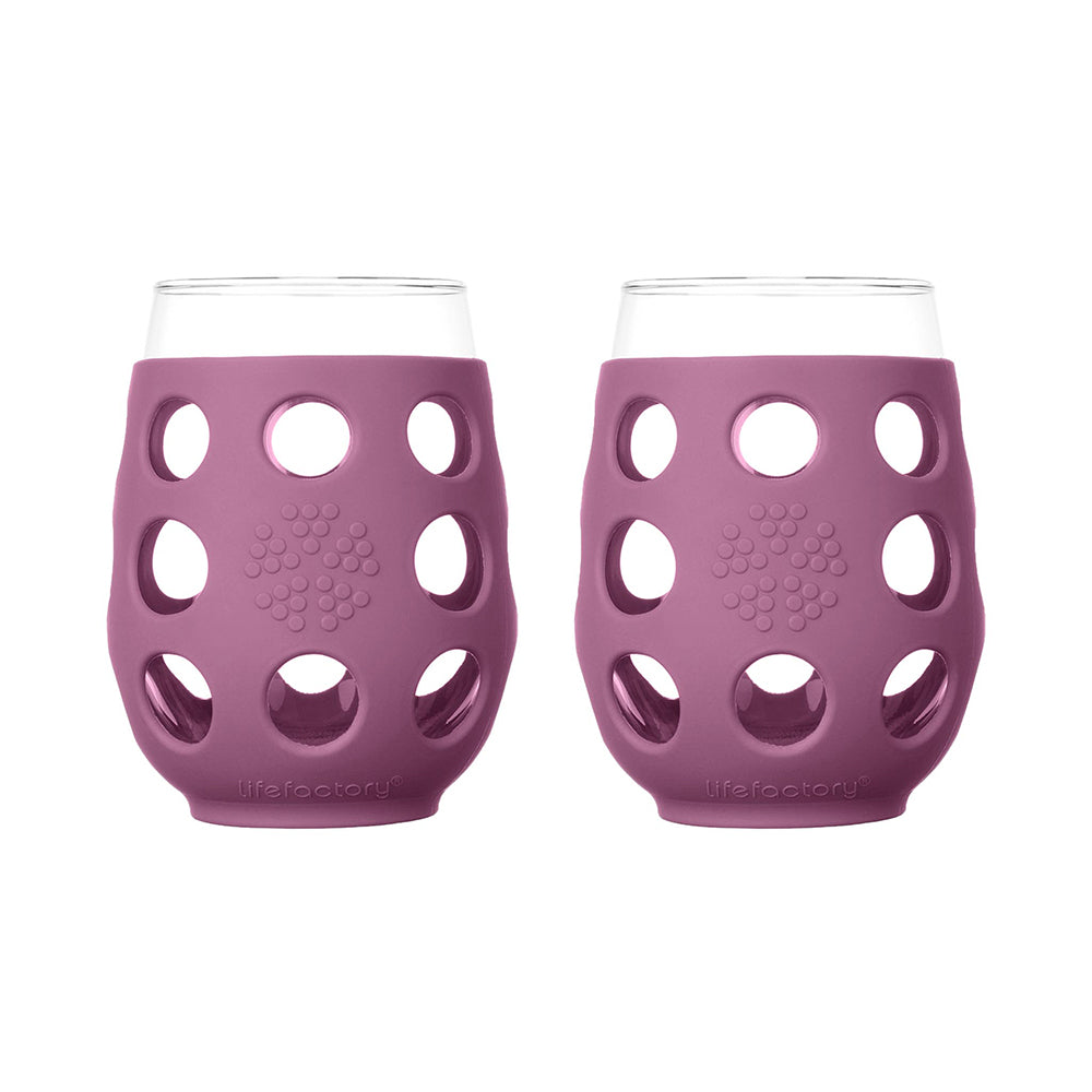17oz Wine Glass with Silicone Sleeve-2 pack | Lifefactory Wisteria