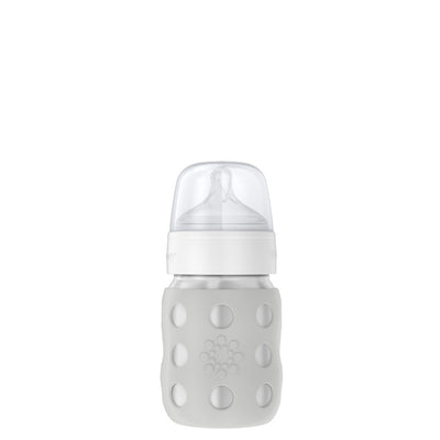 Lifefactory 8oz Stainless Steel Baby Bottle Stage 2 Nipple Stone Gray