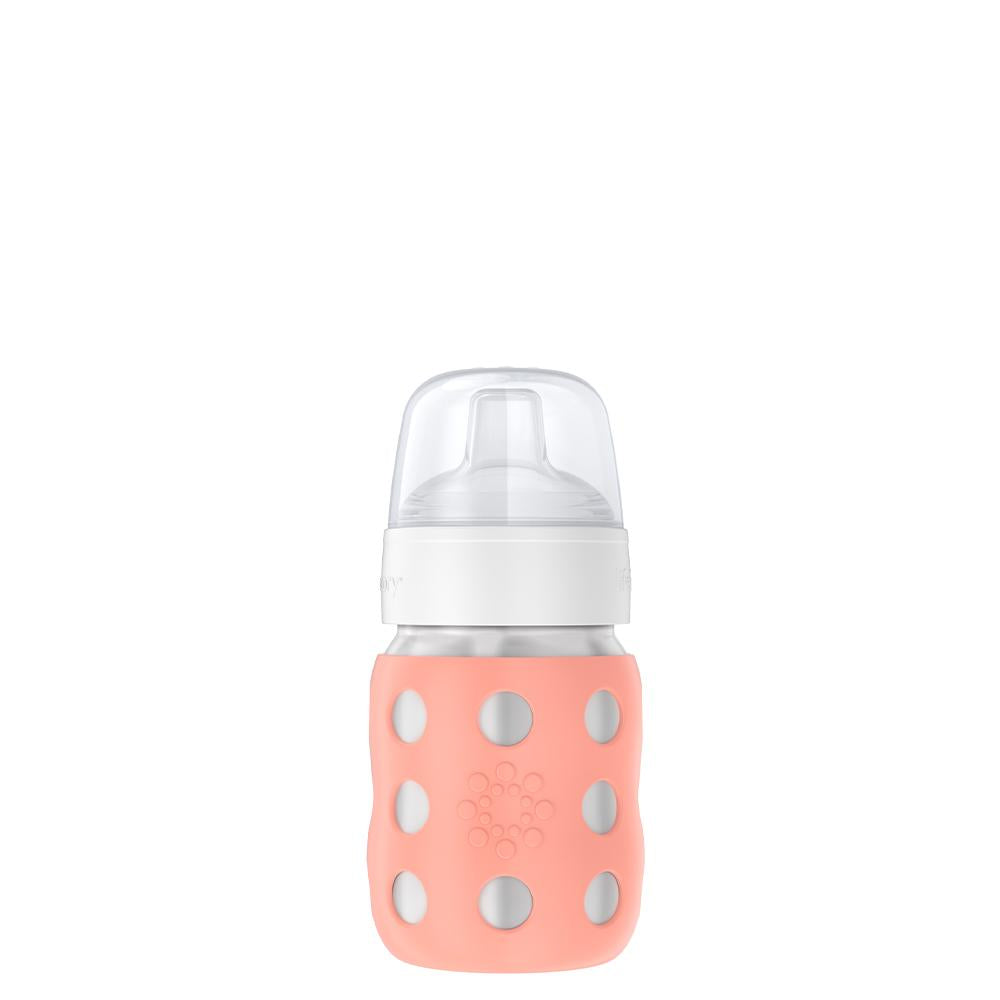 Lifefactory - Stainless Steel 8oz Wide Neck Bottle with Sippy Cantaloupe