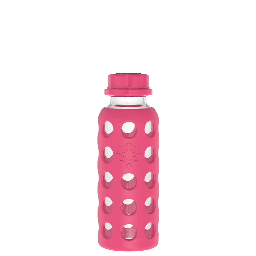 DEDEYA 8oz/230ml Silicone Coated Small Glass Water Bottle with White  Cap,Pretty and Cute(Pink Bottle)