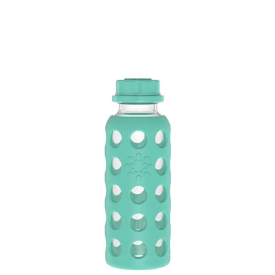Lifefactory 9oz Glass Baby Bottle Flat Cap Kale