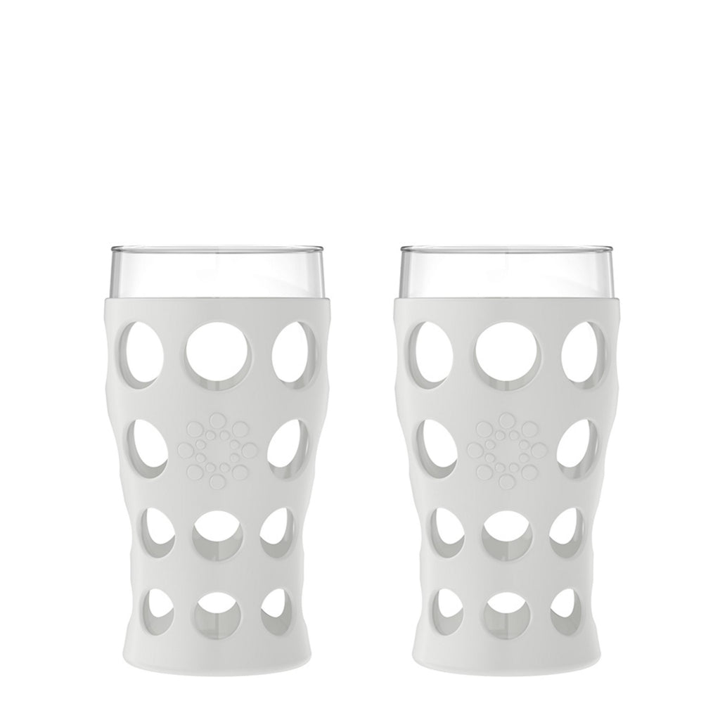 20oz Beverage Glass with Silicone Sleeve-Stone Gray-2 pack