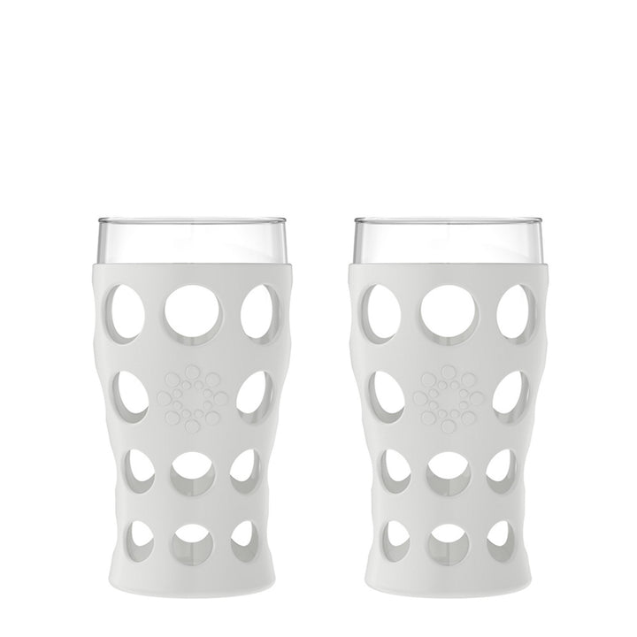 20oz Beverage Glass with Silicone Sleeve-Stone Gray-2 pack