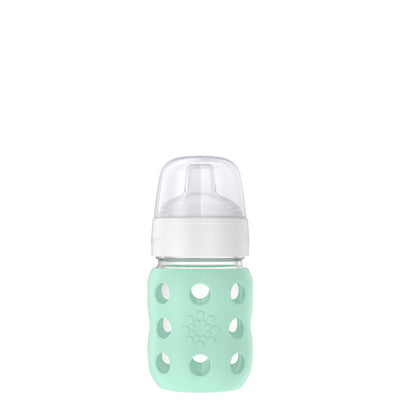 Lifefactory 8oz Glass Baby Bottle with Soft Sippy Spout Mint