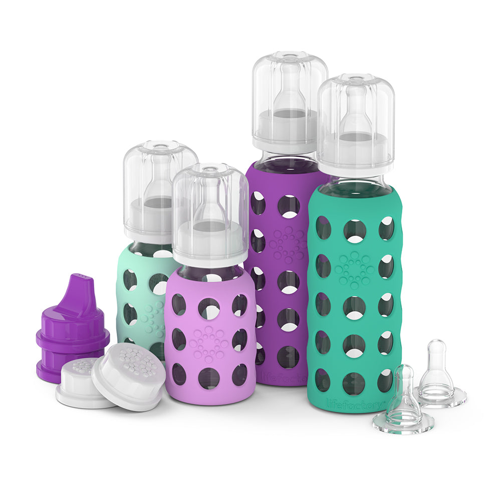 4 Glass Baby Bottle Starter Set Lifefactory