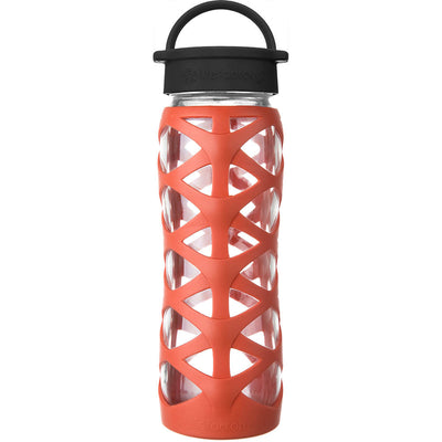 Lifefactory 22oz Glass Water Bottle with Classic Cap Bright Orange