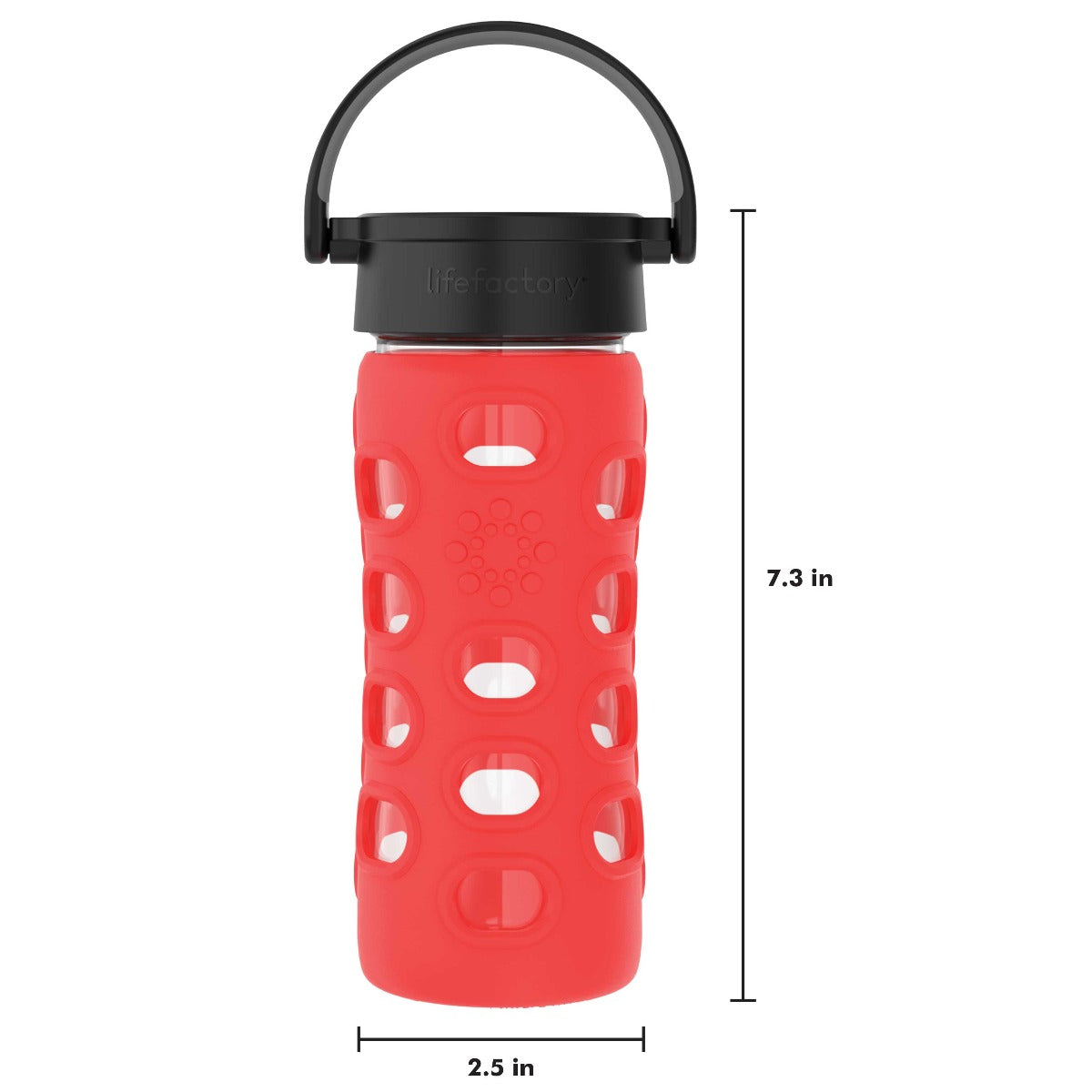 Lifefactory 12 oz Glass Water Bottle with Classic Cap and Silicone Sleeve - Apple Red