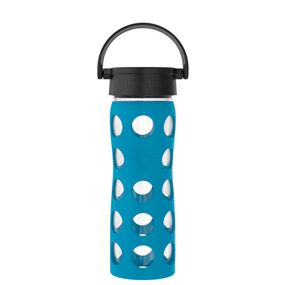 Lifefactory 16oz Glass Water Bottle Classic Cap Teal Lake