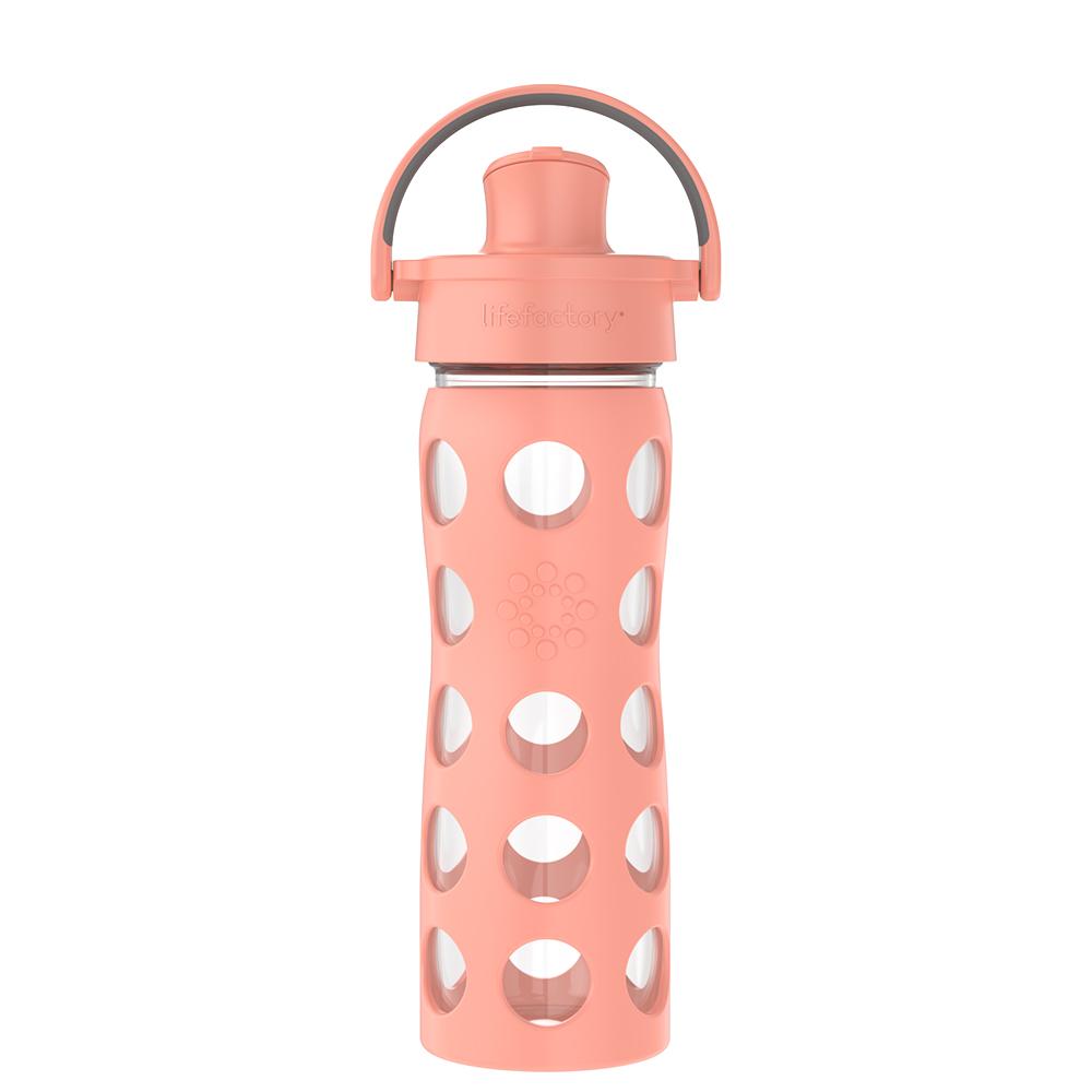 Lifefactory 16oz Active Flip Cap, Cantaloupe Glass Water Bottle