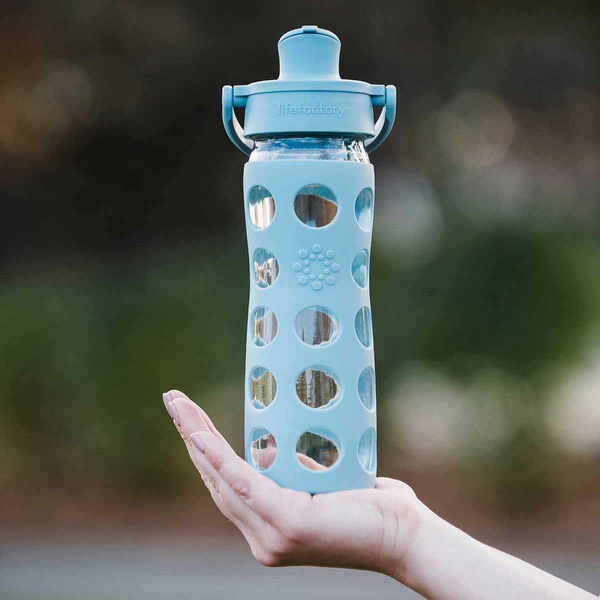 Lifefactory 16oz Glass Water Bottle with Active Flip Cap - Ultramarine Ombre