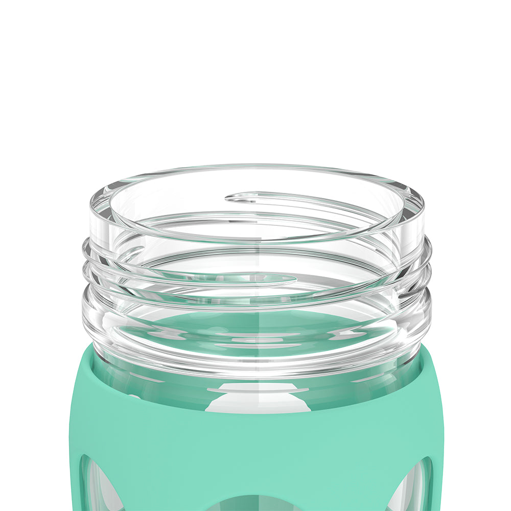 Glasstic Worry-Free BPA Free Glass Water Bottle - Green Flip Cap Sports Lid
