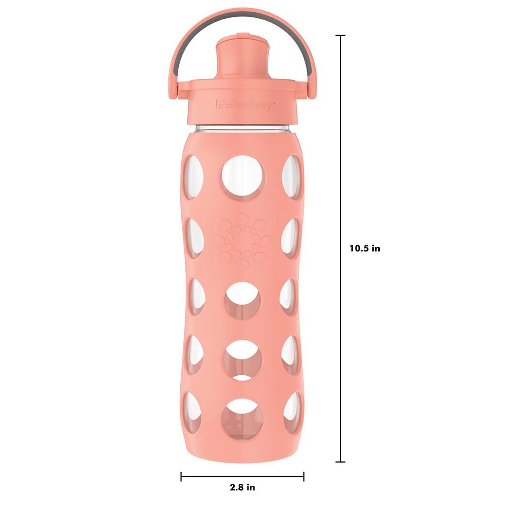 Lifefactory 8 oz Stainless Steel Baby Bottle with Straw Cap, Cantalope