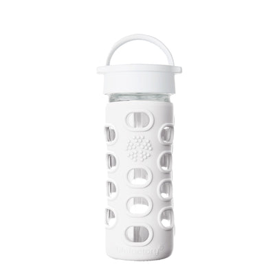 Lifefactory 12oz Glass Water Bottle Classic Cap White