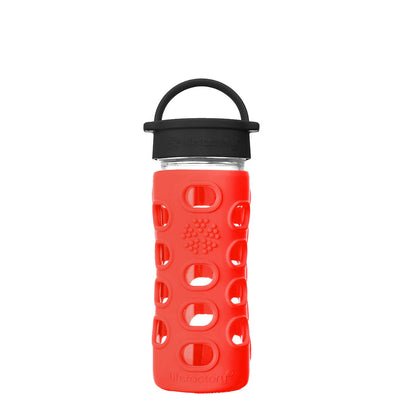 Lifefactory 12oz Glass Water Bottle Classic Cap Red