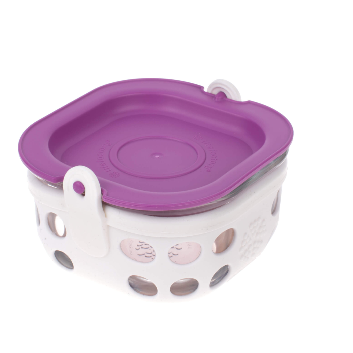 Glass Food Storage Container with Pink Lid