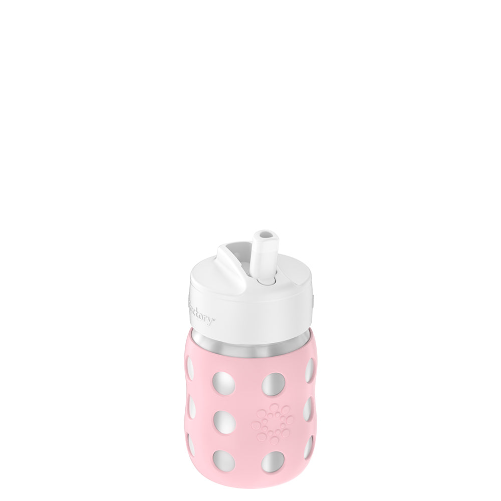 Lifefactory 8oz Stainless Steel Baby Bottle with Pivot Straw Cap - Desert Rose