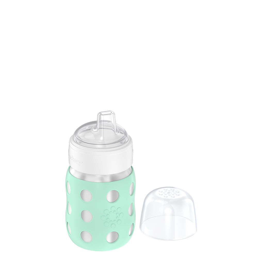 Lifefactory 8oz Stainless Steel Baby Bottle with Soft Silicone Sippy Spout Mint